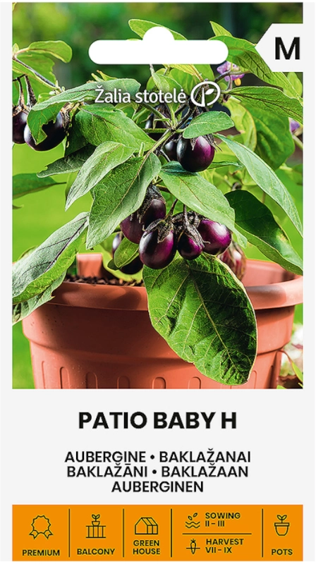Bakłażan Patio Baby H do uprawy w donicach nasiona 10 Žalia stotelė sklep rajogrodnika